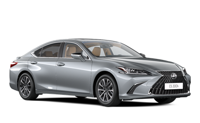Zijaanzicht van een grijze Lexus ES300h