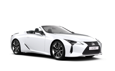 Zijaanzicht van een grije Lexus LC convertible
