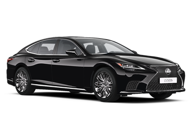 Zijaanzicht van een grijze Lexus LS500h