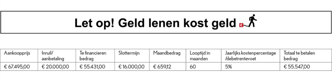 Rekenvoorbeeld Lexus RZ betaalplan