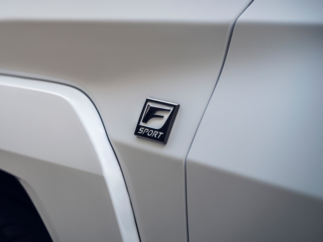 Close up van de Lexus UX F Sport badge 